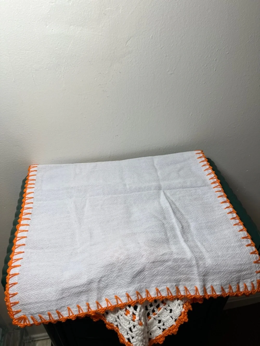 Handcrafted Linen Cotton Embroidered 3D Amigurumi Orange Fruit Kitchen Tea Towel